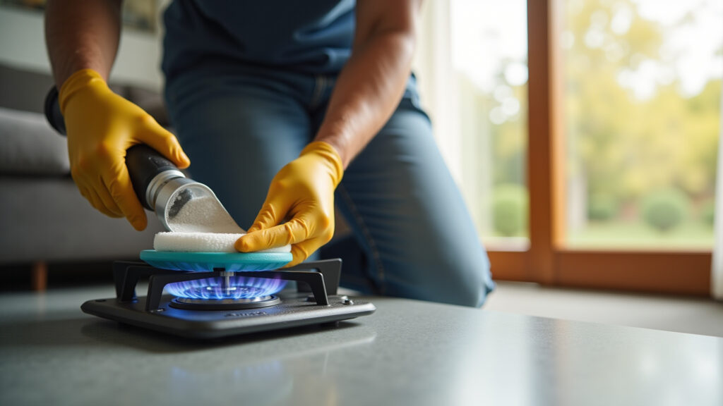 Limpeza e manutenção do aquecedor a gás.