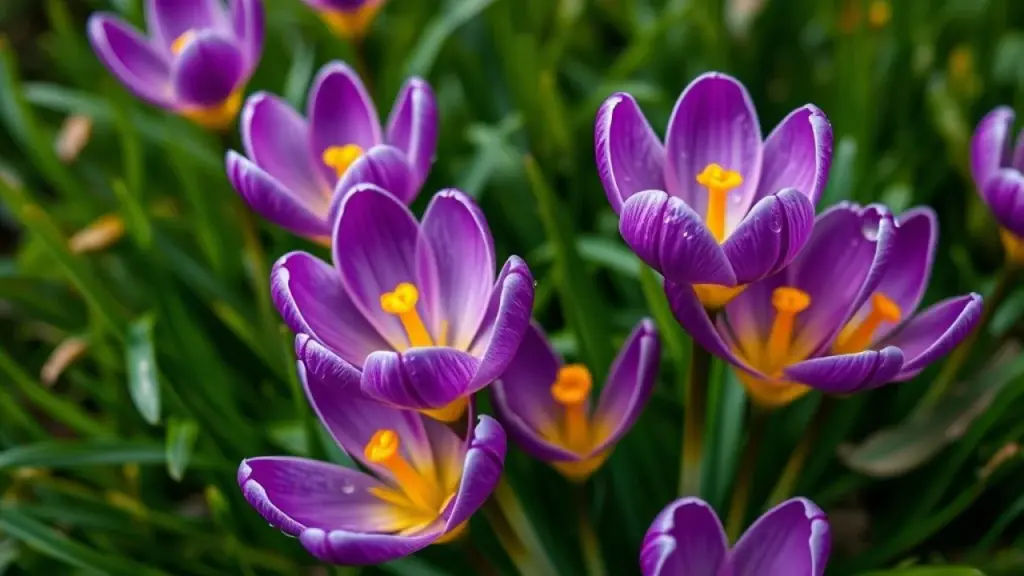 Açafrões vibrantes florescendo em jardim brasileiro na primavera