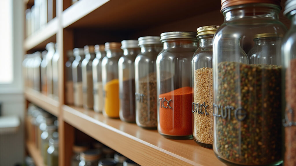 Potes de tempero organizados por ordem alfabética.