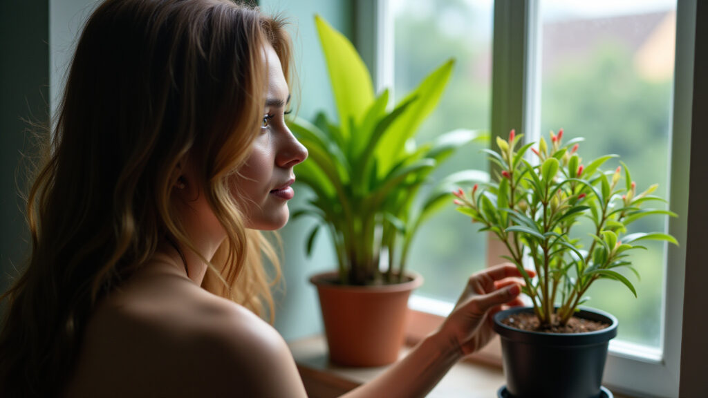 Unique balcony, goldfish plant, natural light, Brazilian apartment, lifestyle photography, 8K Varanda original com columeia peixinho pendente e delicadeza.