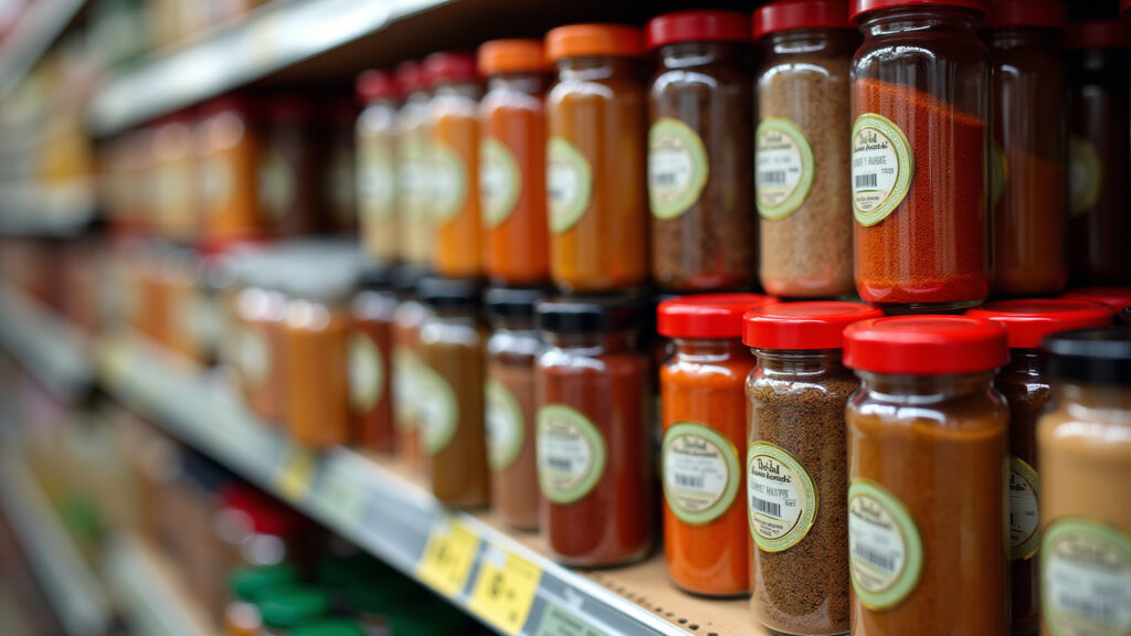 Potes de tempero baratos e bonitos à venda em loja.