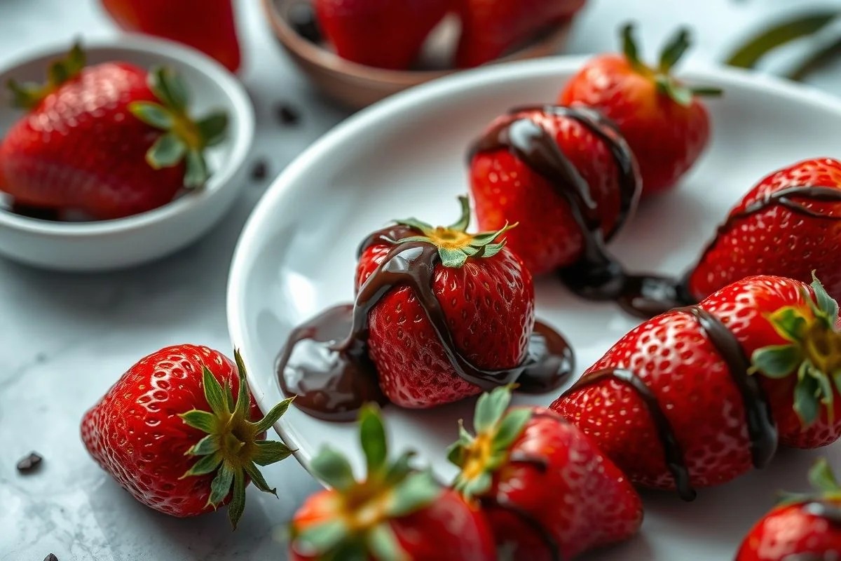 Morangos frescos com chocolate. Símbolo de amor, paixão e sensualidade.