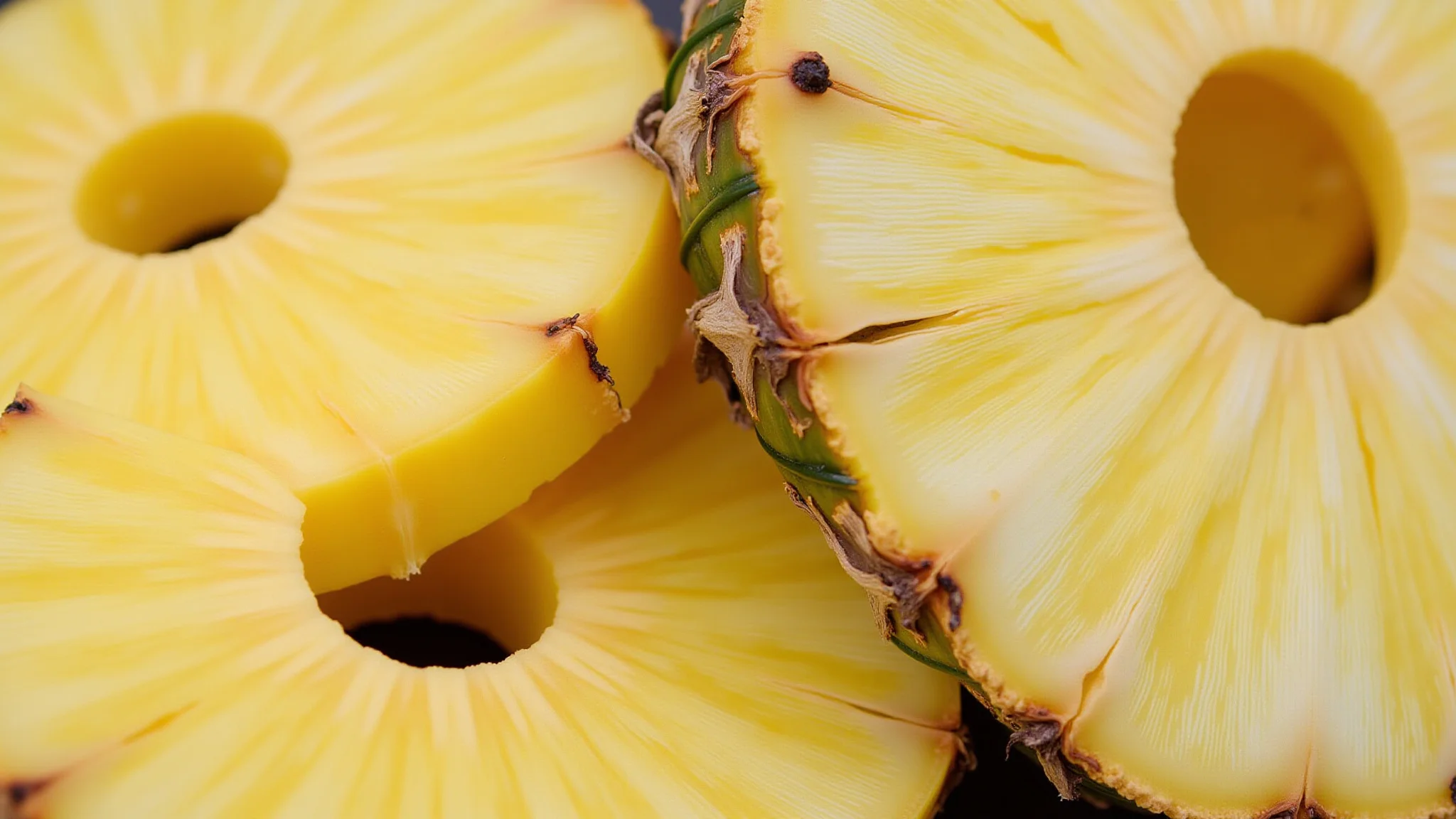 Miolo de abacaxi desidratado, ideal para iogurtes e vitaminas.