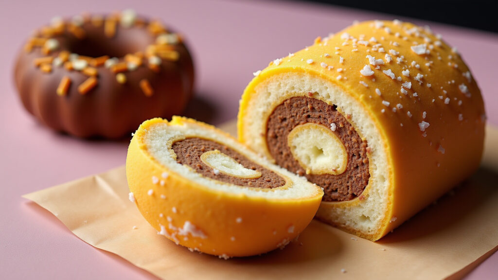Bolo de rolo filled with 'doce de leite', brigadeiro gourmet with 'doce de leite' and sea salt, Receitas criativas com doce de leite caseiro: bolo de rolo, brigadeiro, alfajor e churros.