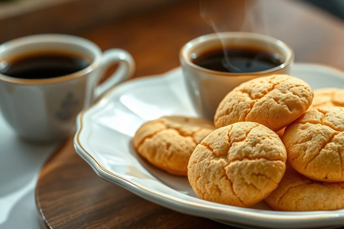 Biscoitos de polvilho crocantes em um prato.