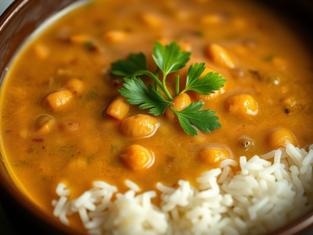 Tigela fumegante de feijão carioca servido sobre arroz branco, destacando a cremosidade.