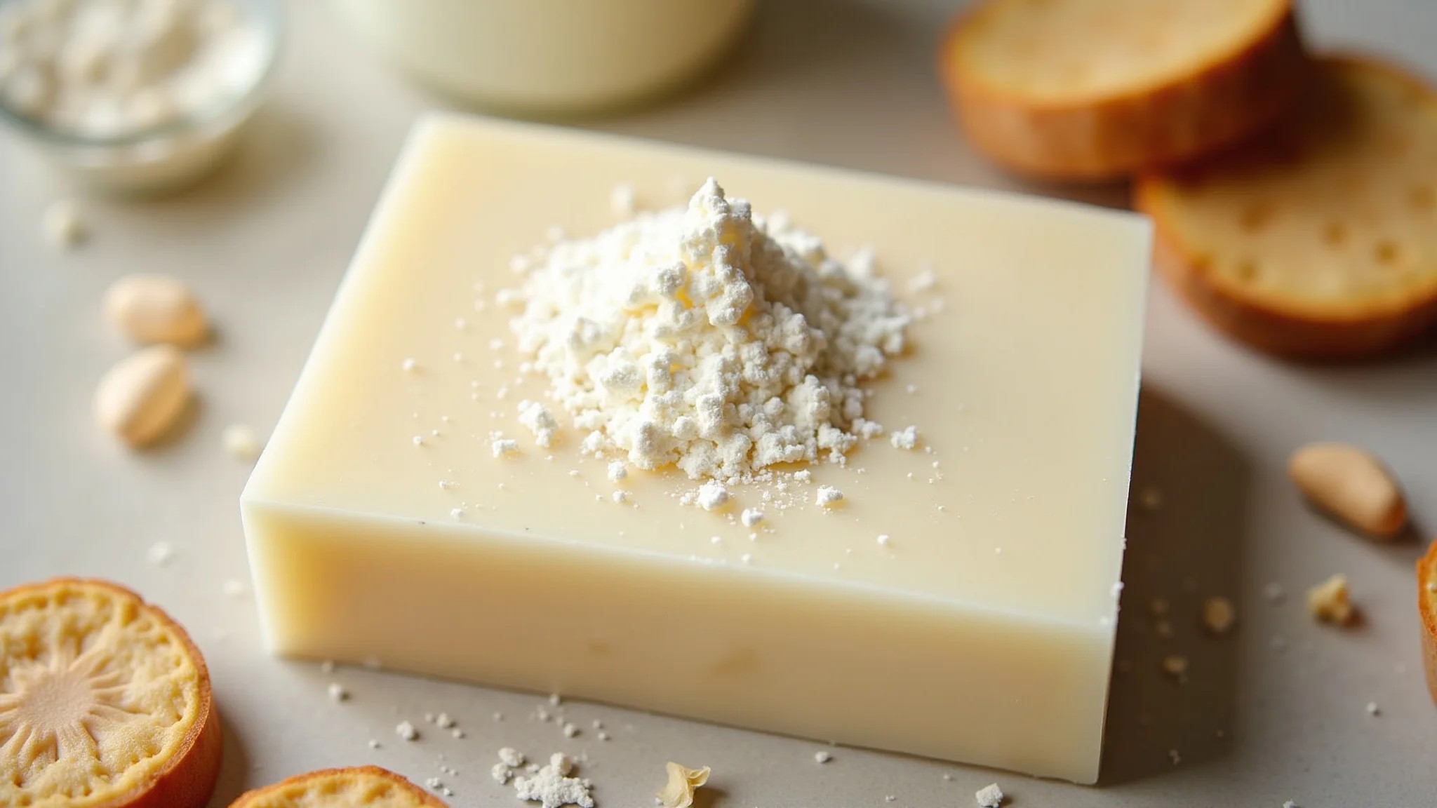 Sabonete caseiro nutritivo com leite em pó, pele macia.