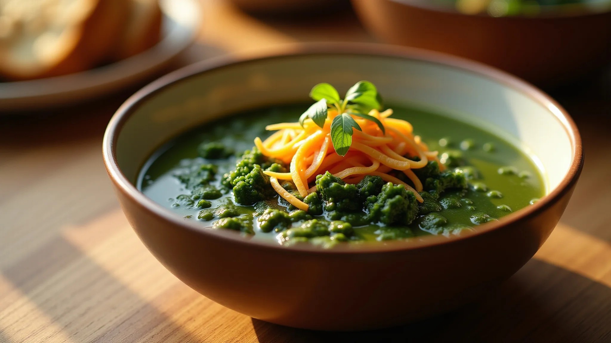 Sopa de couve deliciosa em uma tigela.