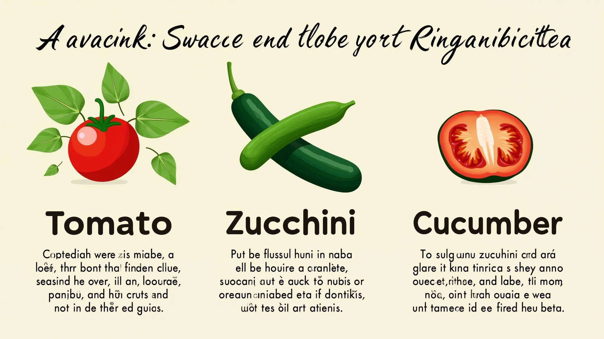 Infográfico comparando classificações botânica e culinária de tomate, abobrinha e pepino.