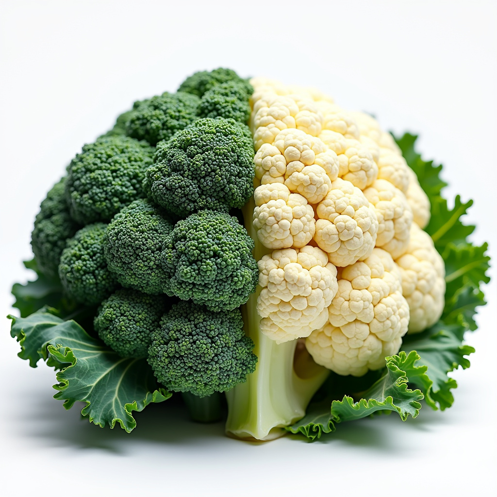 Nutritional comparison, kale and cauliflower, vitamin K, vitamin C, vibrant colors, professional Couve e couve-flor: benefícios nutricionais