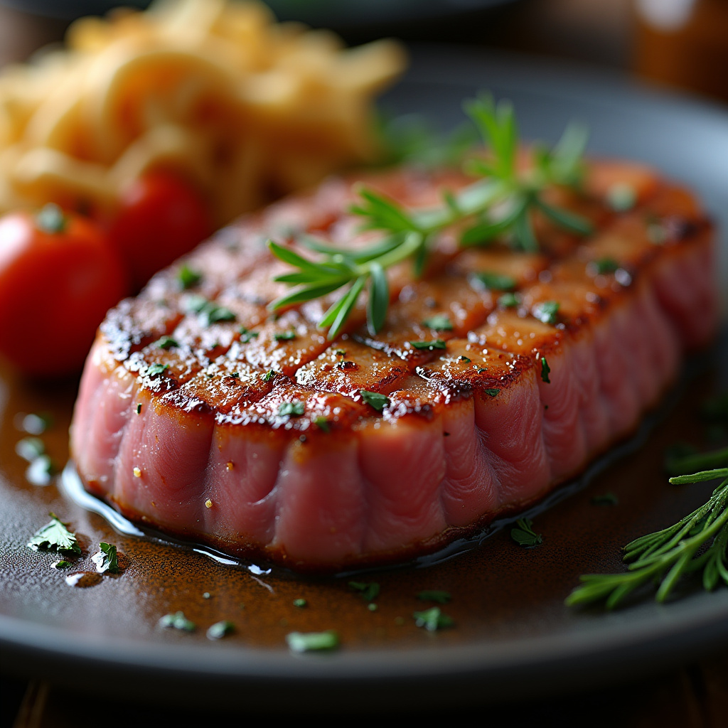 Picanha seasoned lightly, close-up, professional photography, 8K quality, sharp focus, natural Picanha temperada levemente.