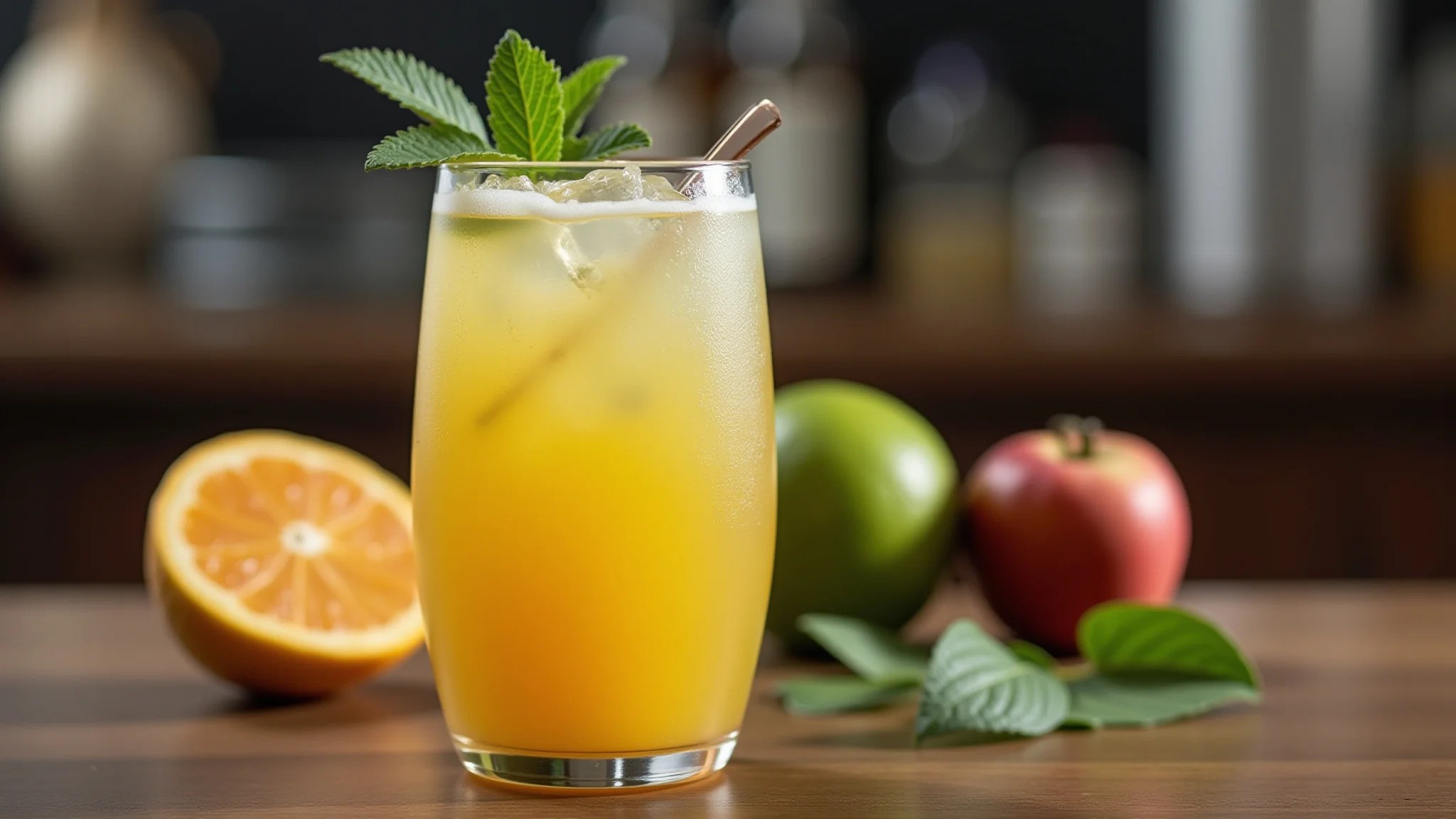 Suco de abacaxi gelado em um copo, pronto para ser apreciado.