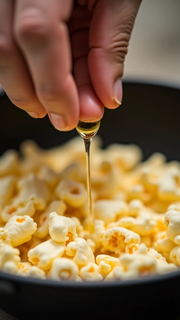 A quantidade certa de óleo para uma pipoca perfeita.