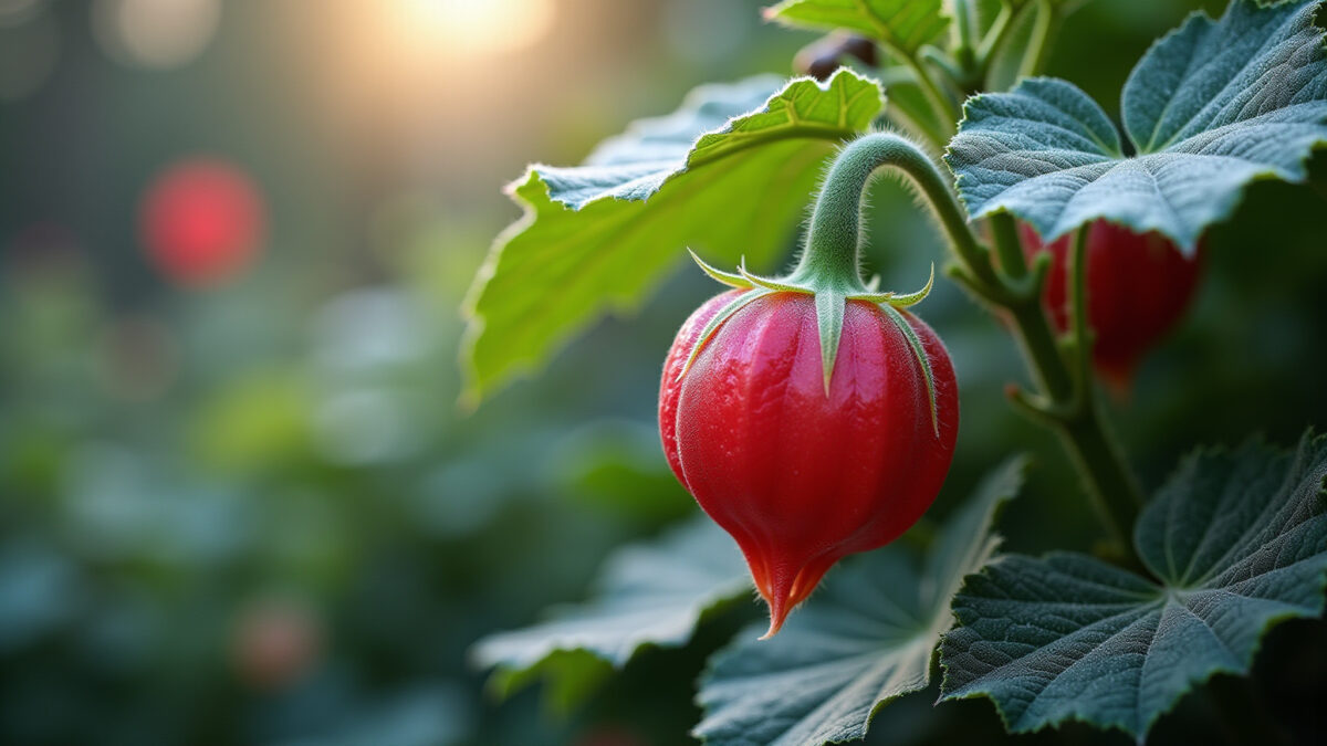 Abutilon protegido do frio no inverno.