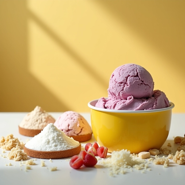 Adoçantes naturais ao lado de um pote de sorvete de mangaba. Dúvida: Posso substituir o açúcar?