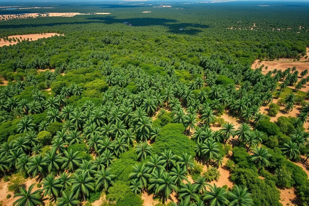 Plantação de Carnaúba no Nordeste. Economia e ecologia sustentável.