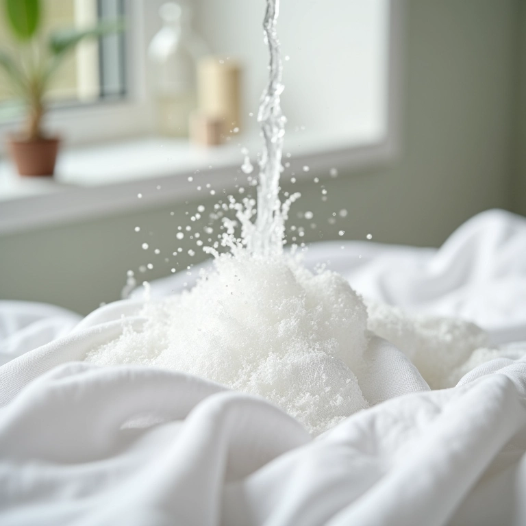 Água oxigenada sendo utilizada em tecido branco manchado.