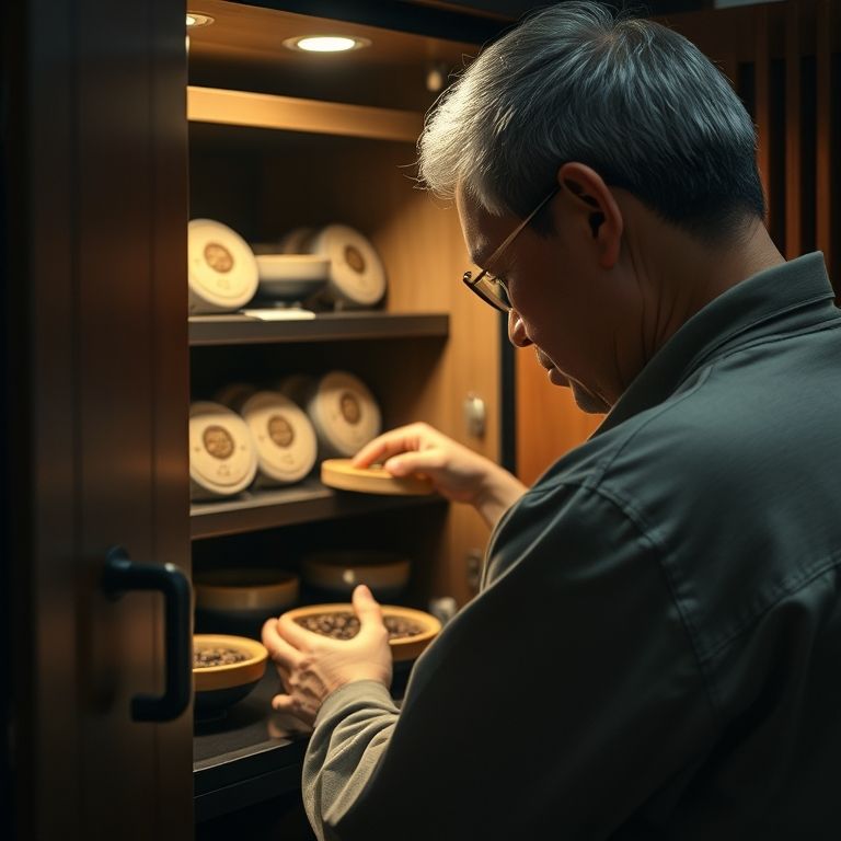 Armazenando corretamente chá Pu-erh para preservar sua qualidade.