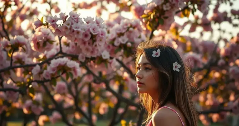 Romantismo E Delicadeza Com Árvores De Flores Rosas