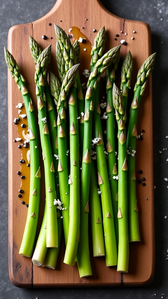 Aspargos frescos temperados prontos para receitas simples e elegantes.