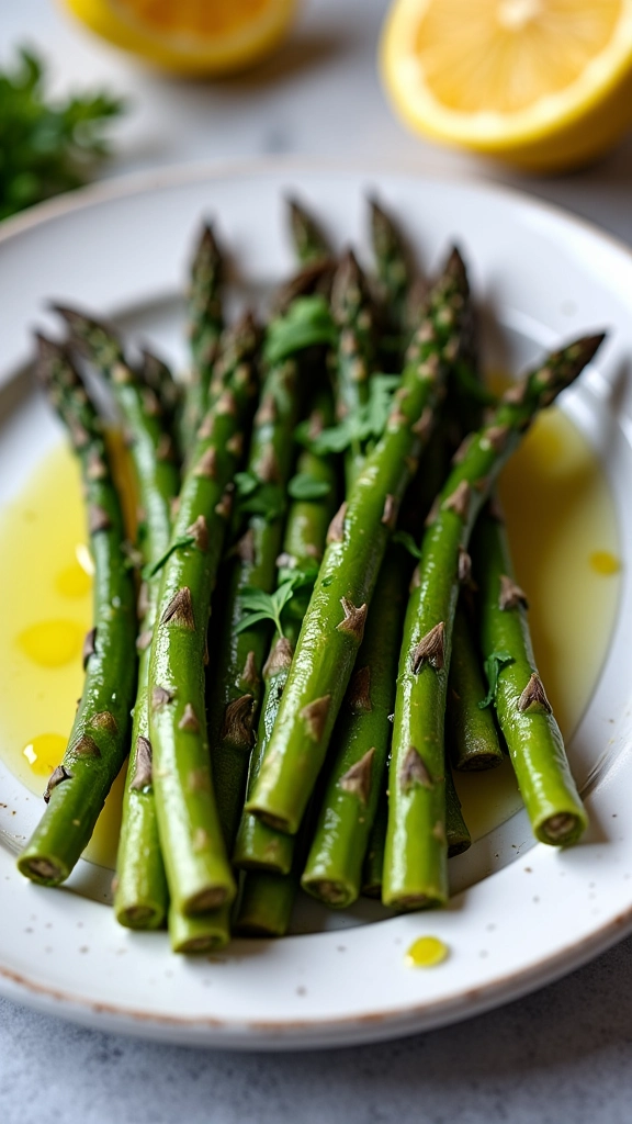Aspargos grelhados com azeite e limão: receita simples e saborosa.
