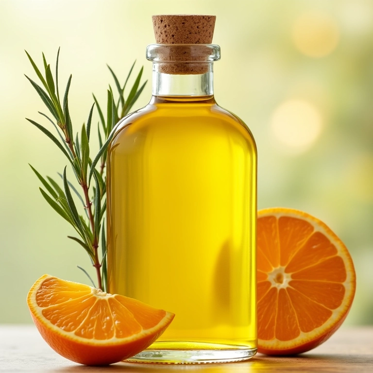 Azeite aromatizado com alecrim e laranja.