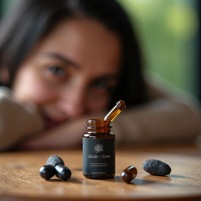 Cápsula de alcaçuz aberta exibindo o extrato em mesa de madeira.