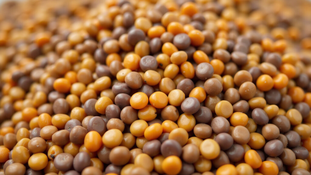 Close-up of raw lentils, vibrant colors, natural light, showcasing texture, 8K quality, sharp Lentilha crua, rica em nutrientes e energia.