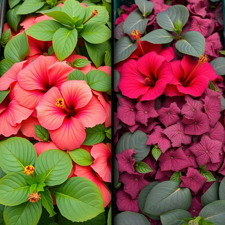 Comparativo entre hibisco orgânico e convencional: diferenças visuais.