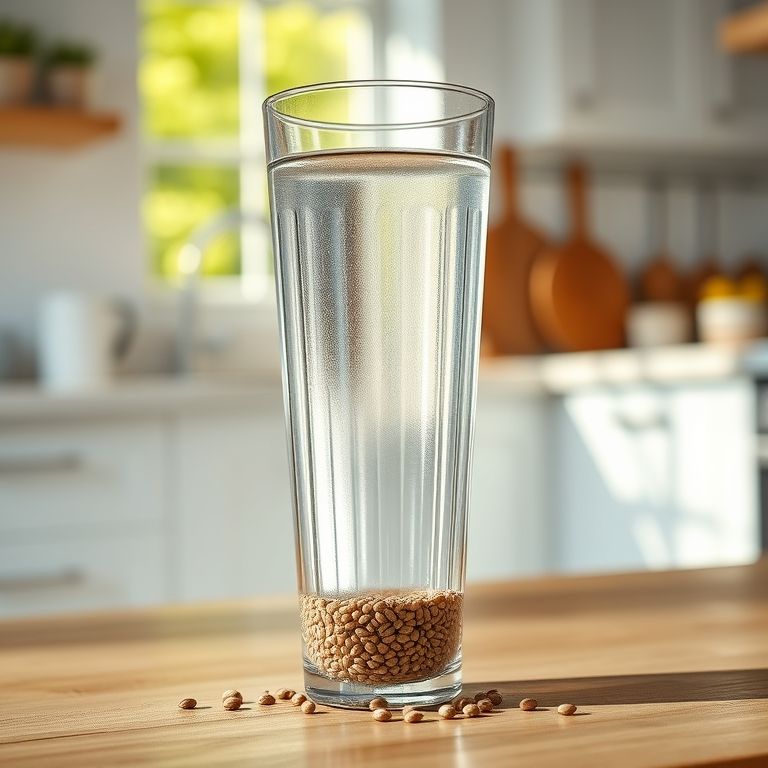 Copo de água com linhaça, essencial para o bom funcionamento intestinal.