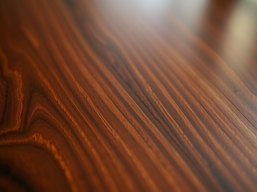 Textura rica e veios marcantes da madeira de jacarandá, a 