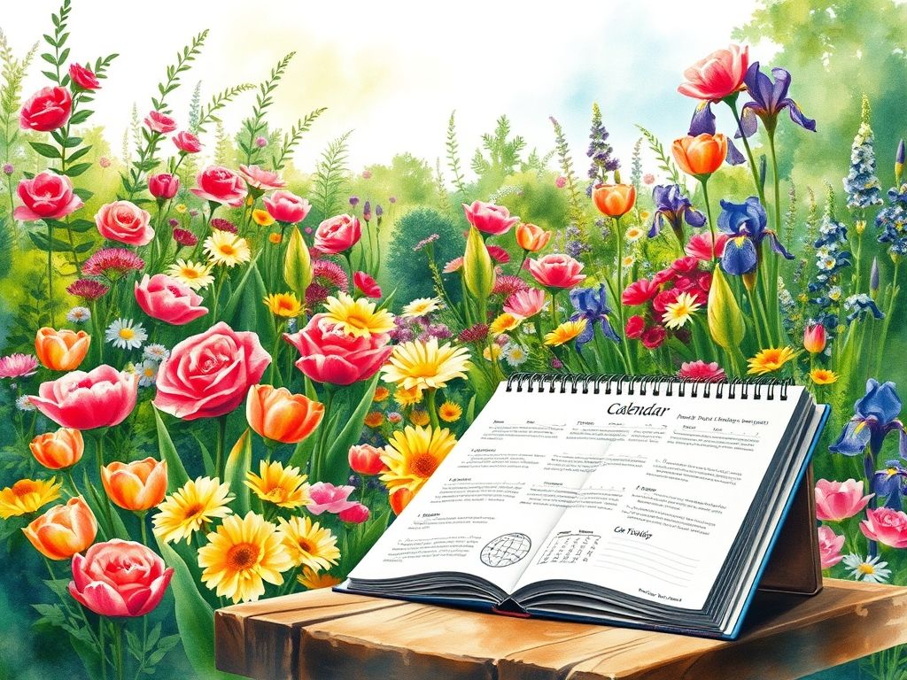 Calendário de floração para jardinagem: planeje seu jardim florido o ano todo. Guia completo de plantio e cuidados.