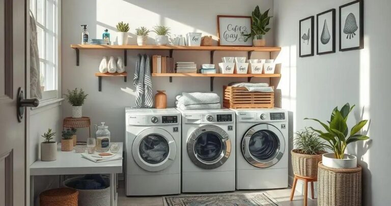 Decoração de Lavanderia Pequena e Organizada
