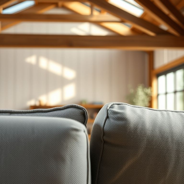 Detalhe da estrutura de madeira de um sofá, qualidade da fabricação.