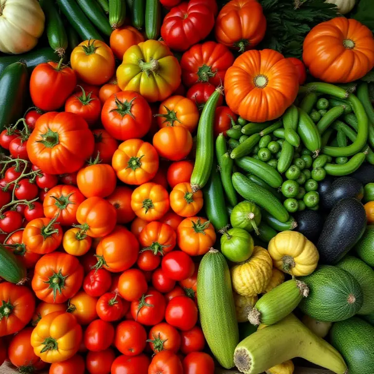 Diversidade de legumes e frutas em uma banca de mercado brasileira vibrante.