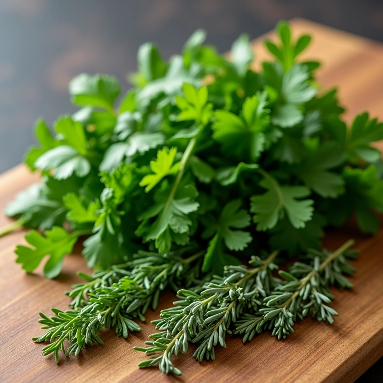 Ervas frescas para um toque de frescor na vinha d'alhos.