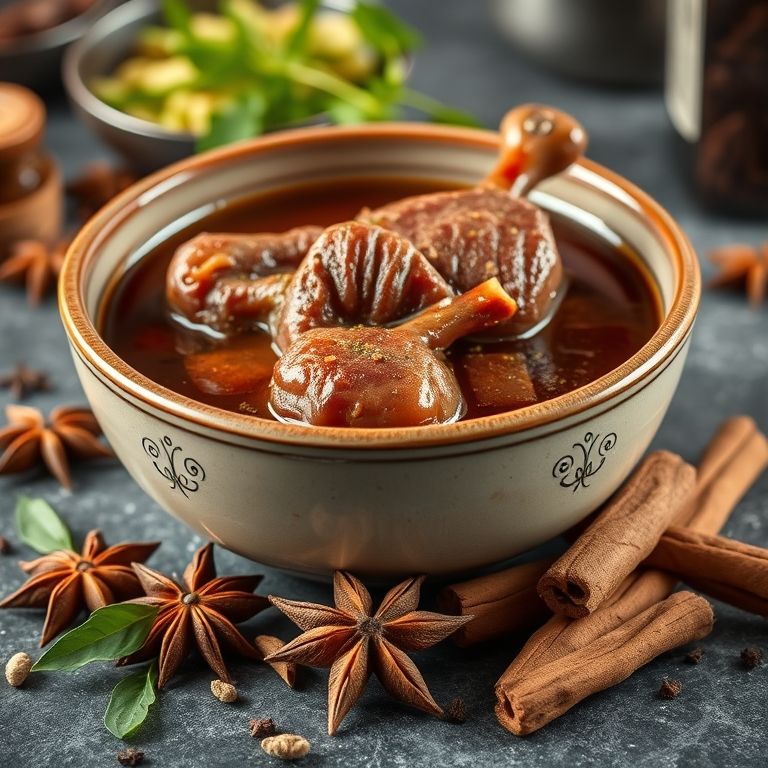 Especiarias exóticas adicionando sabor à marinada de cordeiro.