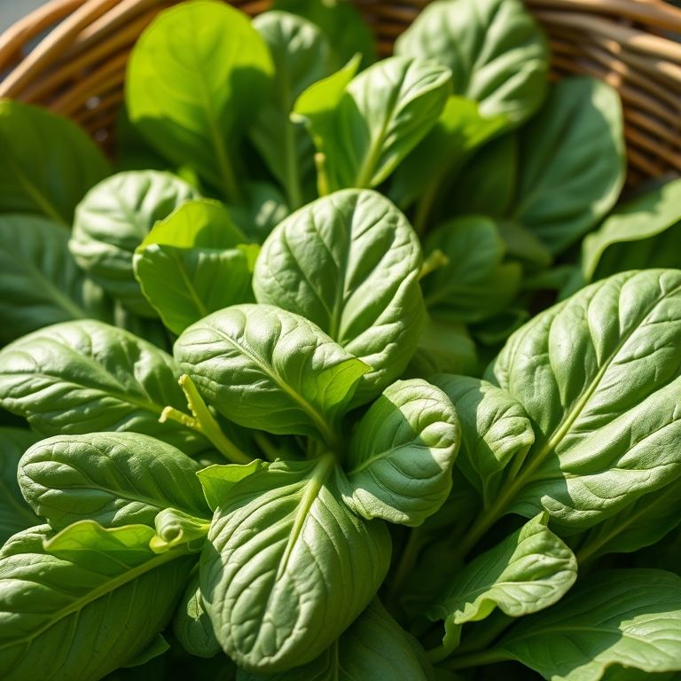Espinafre fresco, o rei dos vegetais verde-escuros rico em ferro.