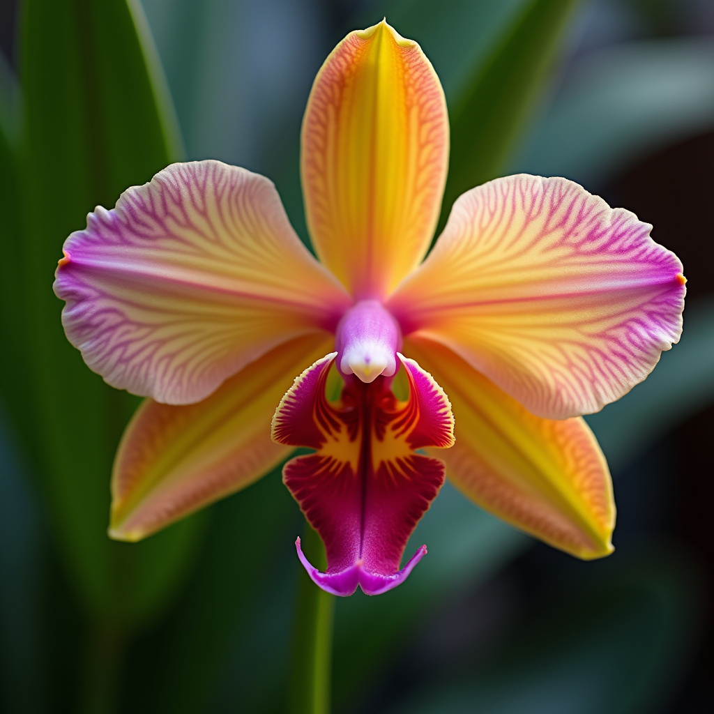Exotic Rothschildiana orchid, vibrant colors, close-up, professional photography, 8K quality, sharp Orquídea Rothschildiana rara com pétalas vibrantes.