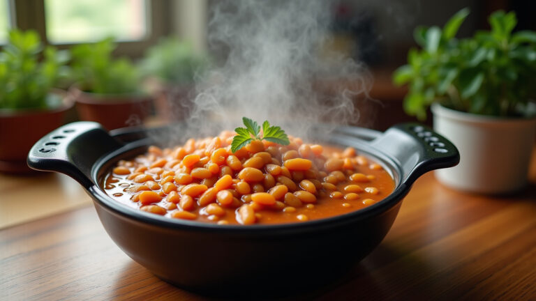 Lentilha cozinhando na panela de pressão.