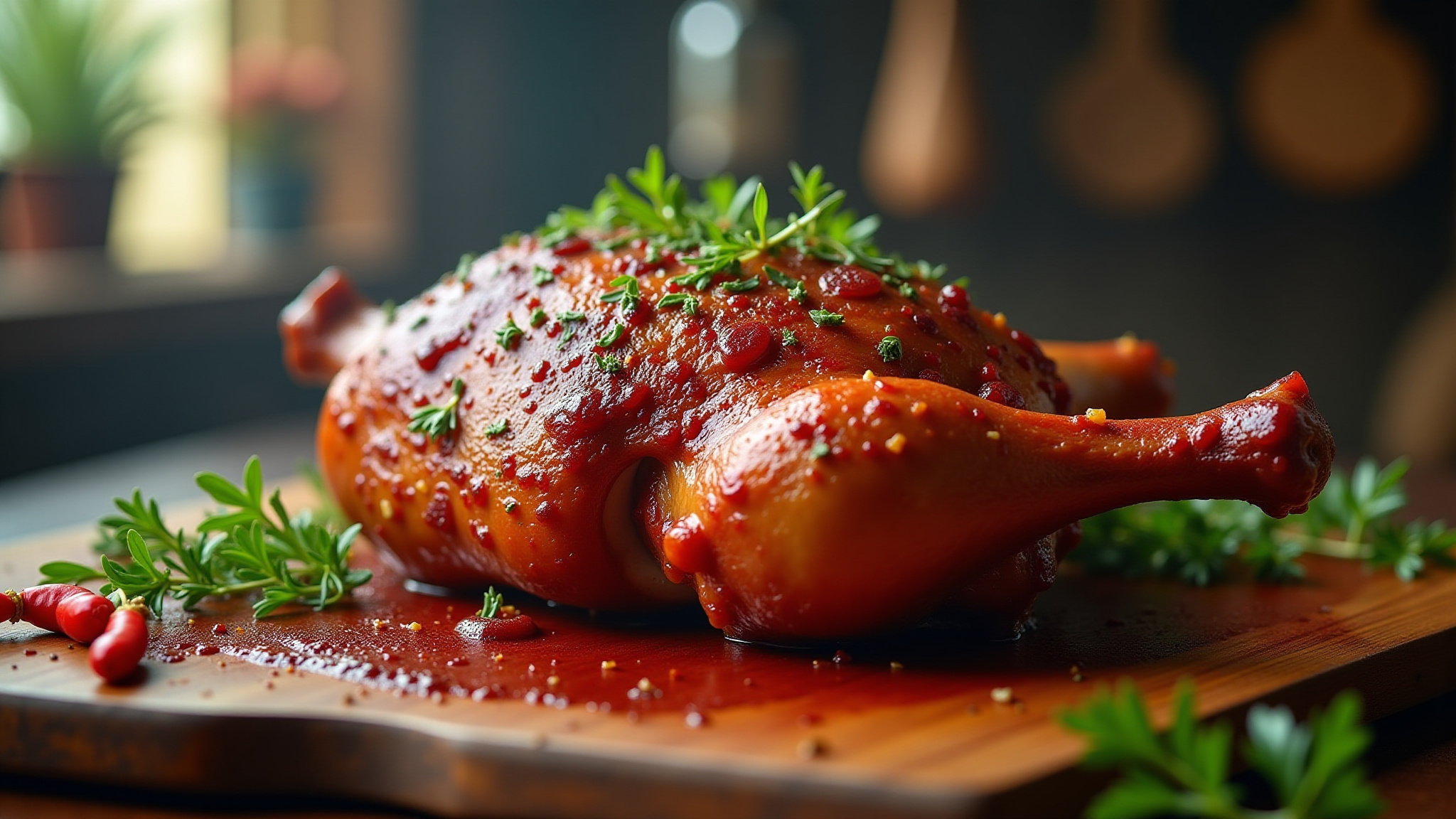 Pernil de Natal marinado com vinha d'alhos.
