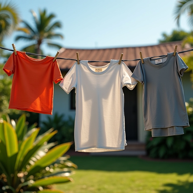 Forro de capacete secando no varal em um dia ensolarado.