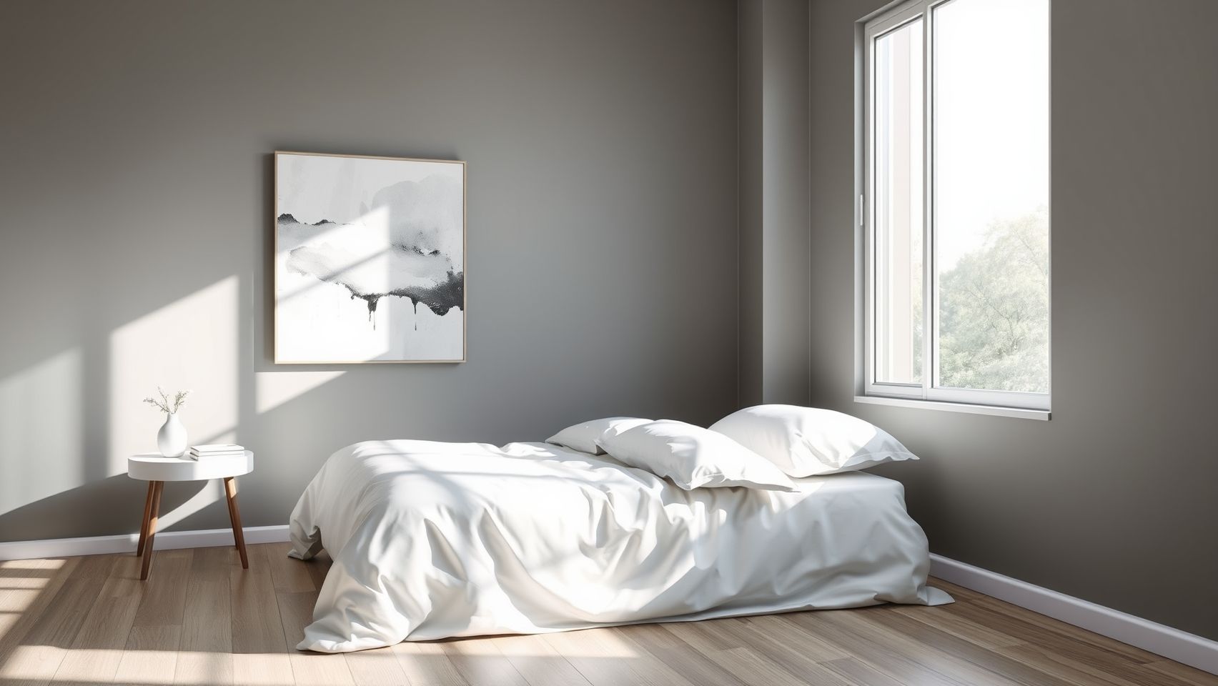 Quarto cinza suave: elegância e minimalismo para um sono tranquilo