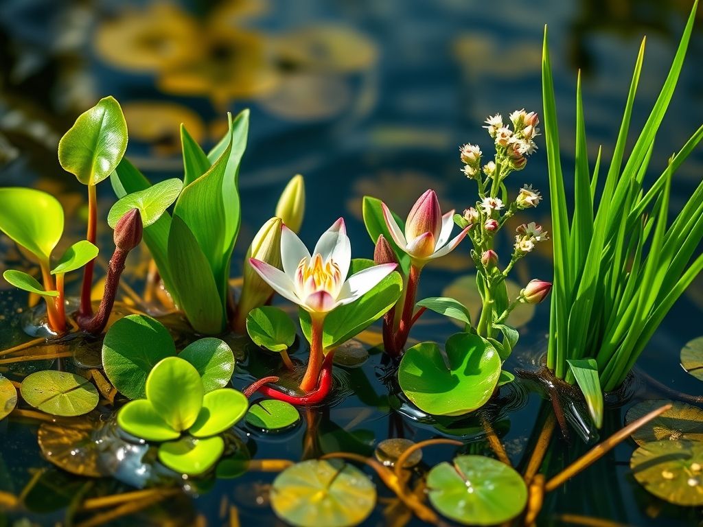 Plantas aquáticas para mini lago: aguapé, ninfeia, elódea e junco