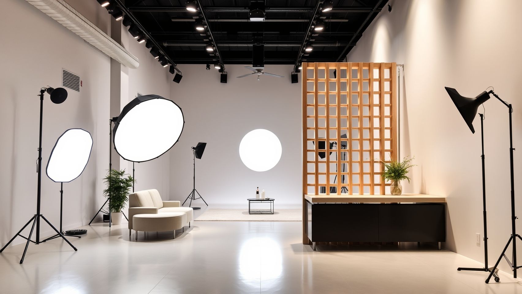 Studio moderno com divisória elegante, otimização de espaço e design minimalista. Dicas de decoração para apartamentos pequenos.