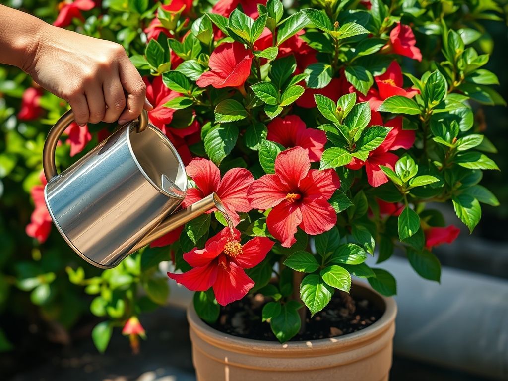 Regando hibisco em vaso: dicas para manter a umidade ideal. Aprenda a regar seu hibisco corretamente.