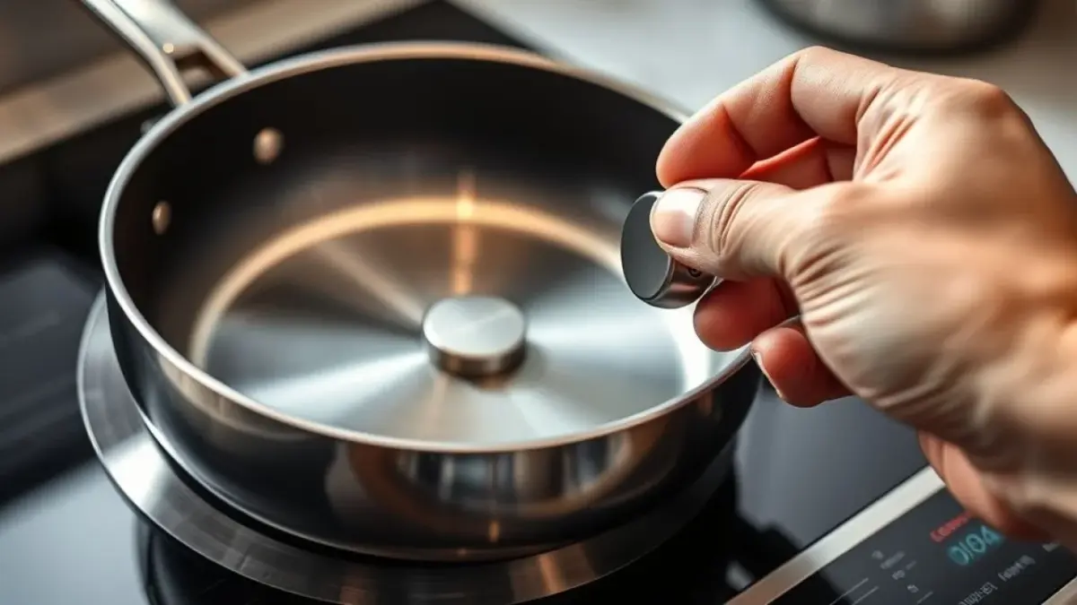 Teste com ímã para verificar se panela é compatível com cooktop indução.