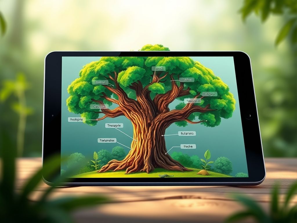 Aplicativo educativo sobre árvores: tecnologia e aprendizado divertido para crianças