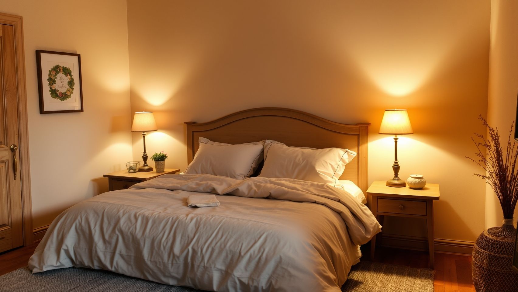 Quarto com decoração em tons de bege: aconchego e tranquilidade para um sono relaxante