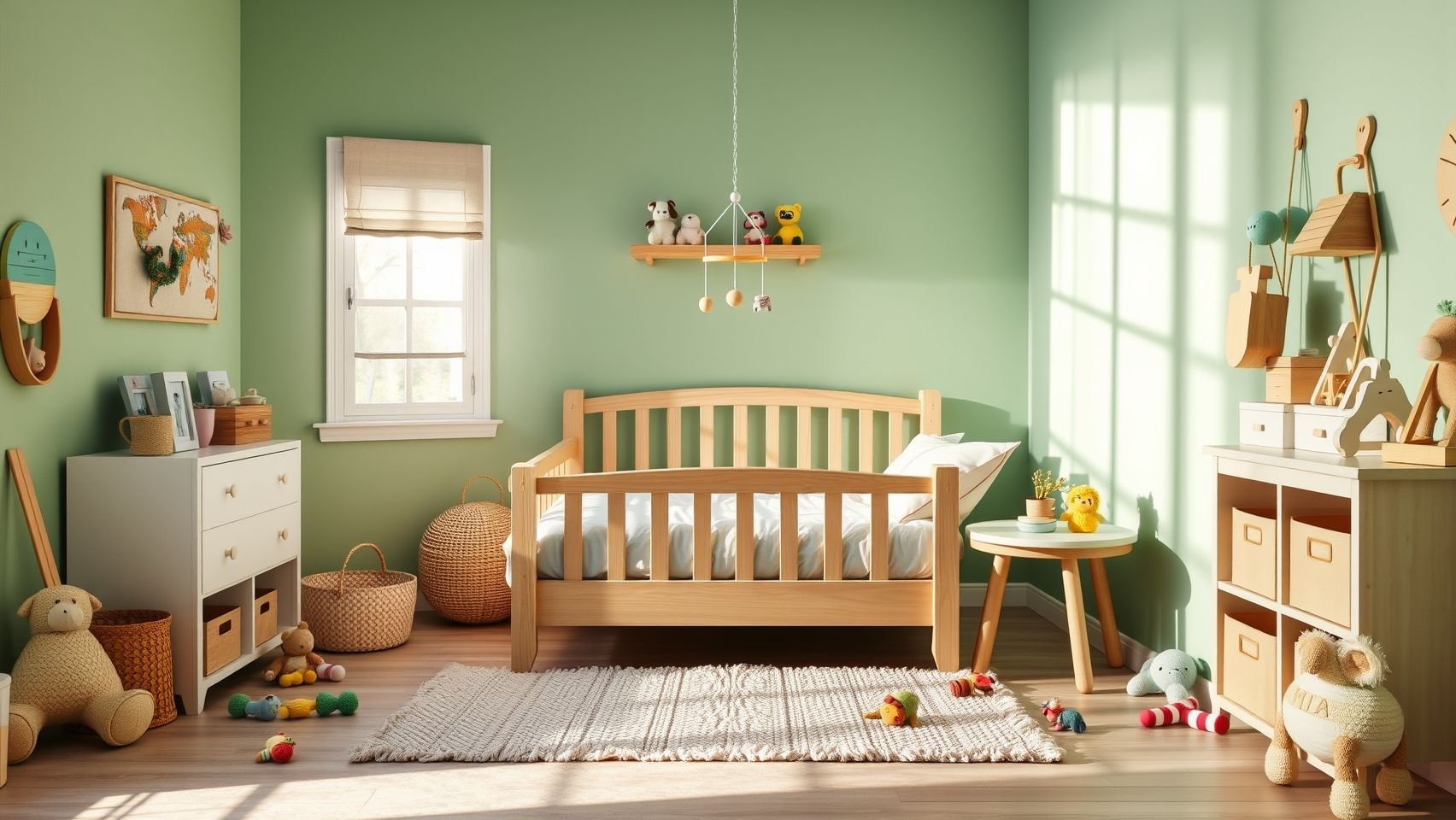 Quarto infantil verde menta: decoração relaxante para bebês e crianças